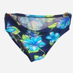 WOMENS VINTAGE BIKINI BOTTOMS BLUE FLORAL‎ SIZE 8